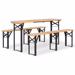 Set Tavolo Birreria Pieghevole 3 pz in Legno Massello di Abetecod mxl 105849 - Vista aggiuntiva 2