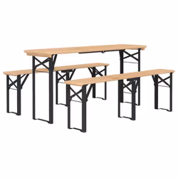 Set Tavolo Birreria Pieghevole 3 pz in Legno Massello di Abetecod mxl 105849 - Vista aggiuntiva 3
