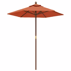 vidaXL Ombrellone da Giardino con Palo in Legno Terracotta 196x231 cm - Vista aggiuntiva 2