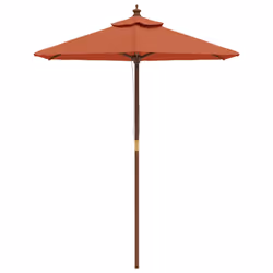 vidaXL Ombrellone da Giardino con Palo in Legno Terracotta 196x231 cm - Vista aggiuntiva 3