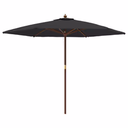 Ombrellone da Giardino con Palo in Legno Nero 299x240 cmcod mxl 73470 - Vista aggiuntiva 2