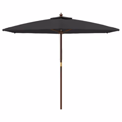 Ombrellone da Giardino con Palo in Legno Nero 299x240 cmcod mxl 73470 - Vista aggiuntiva 3