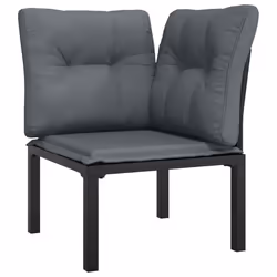 Poltrona Angolare Giardino con Cuscini Polyrattan Nero e Grigiocod mxl 70682 - Vista aggiuntiva 2