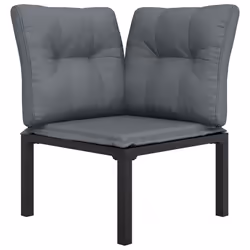 Poltrona Angolare Giardino con Cuscini Polyrattan Nero e Grigiocod mxl 70682 - Vista aggiuntiva 3