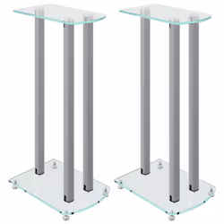 Pedane Casse 2pz Argento Vetro Temperato Design a 3 Pilastricod mxl 80070 - Vista aggiuntiva 2