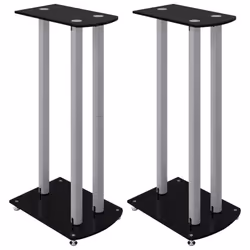 Pedane Casse 2pz Nero Argento Vetro Temperato Design 3 Pilastricod mxl 103840 - Vista aggiuntiva 2
