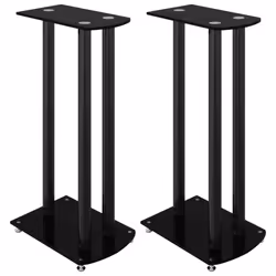 Pedane per Casse 2pz Nero Vetro Temperato Design a 3 Pilastricod mxl 121123 - Vista aggiuntiva 2