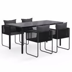 vidaXL Set da Pranzo da Giardino 5 pz Nero - Vista aggiuntiva 2