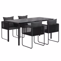 vidaXL Set da Pranzo da Giardino 5 pz Nero - Vista aggiuntiva 3