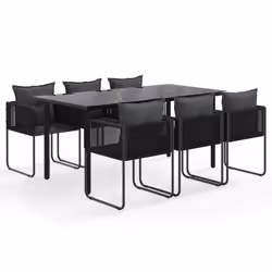vidaXL Set da Pranzo da Giardino 7 pz Nero - Vista aggiuntiva 2