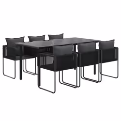 vidaXL Set da Pranzo da Giardino 7 pz Nero - Vista aggiuntiva 3