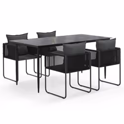vidaXL Set da Pranzo da Giardino 5 pz Nero - Vista aggiuntiva 2