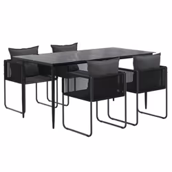 vidaXL Set da Pranzo da Giardino 5 pz Nero - Vista aggiuntiva 3