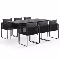 vidaXL Set da Pranzo da Giardino 7 pz Nero - Vista aggiuntiva 2