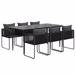 vidaXL Set da Pranzo da Giardino 7 pz Nero - Vista aggiuntiva 3