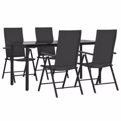 vidaXL Set da Pranzo da Giardino 5 pz Nero in Polyrattan - Vista aggiuntiva 3