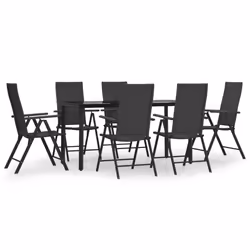 vidaXL Set da Pranzo da Giardino 7 pz Nero in Polyrattan - Vista aggiuntiva 2