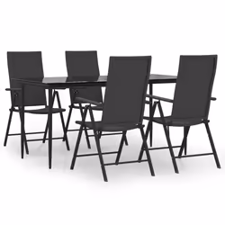 vidaXL Set da Pranzo da Giardino 5 pz Nero in Polyrattan - Vista aggiuntiva 2
