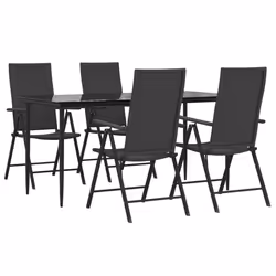 vidaXL Set da Pranzo da Giardino 5 pz Nero in Polyrattan - Vista aggiuntiva 3