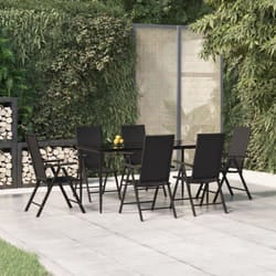 vidaXL Set da Pranzo da Giardino 7 pz Nero in Polyrattan