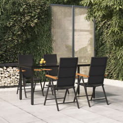 Vidaxl - Set da Pranzo da Giardino 5 pz Nero e Marrone in Polyrattan