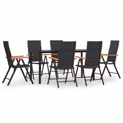 vidaXL Set da Pranzo da Giardino 7 pz Nero e Marrone in Polyrattan - Vista aggiuntiva 2