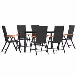 vidaXL Set da Pranzo da Giardino 7 pz Nero e Marrone in Polyrattan - Vista aggiuntiva 3