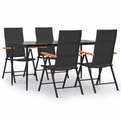 vidaXL Set da Pranzo da Giardino 5 pz Nero e Marrone in Polyrattan - Vista aggiuntiva 2