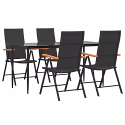 vidaXL Set da Pranzo da Giardino 5 pz Nero e Marrone in Polyrattan - Vista aggiuntiva 3