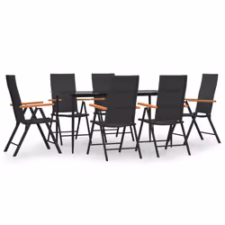 vidaXL Set da Pranzo da Giardino 7 pz Nero e Marrone in Polyrattan - Vista aggiuntiva 2