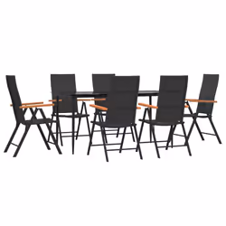 vidaXL Set da Pranzo da Giardino 7 pz Nero e Marrone in Polyrattan - Vista aggiuntiva 3