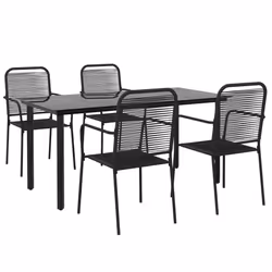 vidaXL Set da Pranzo da Giardino 5 pz Nero Corda di Cotone e Acciaio - Vista aggiuntiva 3