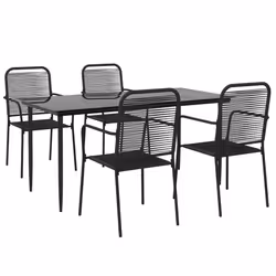 vidaXL Set da Pranzo da Giardino 5 pz Nero Corda di Cotone e Acciaio - Vista aggiuntiva 3