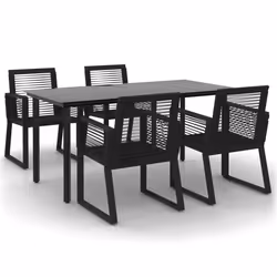 vidaXL Set da Pranzo da Giardino 5 pz Nero in Rattan PVC - Vista aggiuntiva 2