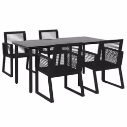 vidaXL Set da Pranzo da Giardino 5 pz Nero in Rattan PVC - Vista aggiuntiva 3