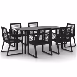 vidaXL Set da Pranzo da Giardino 7 pz Nero in Rattan PVC - Vista aggiuntiva 2