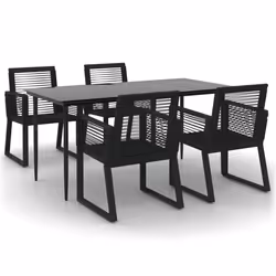 vidaXL Set da Pranzo da Giardino 5 pz Nero in Rattan PVC - Vista aggiuntiva 2