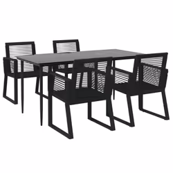 vidaXL Set da Pranzo da Giardino 5 pz Nero in Rattan PVC - Vista aggiuntiva 3