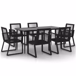 vidaXL Set da Pranzo da Giardino 7 pz Nero in Rattan PVC - Vista aggiuntiva 2