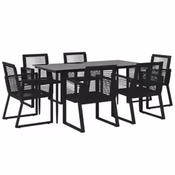 vidaXL Set da Pranzo da Giardino 7 pz Nero in Rattan PVC - Vista aggiuntiva 3