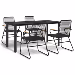 Set da Pranzo da Giardino 5 pz Nero in Rattan PVCcod mxl 124314 - Vista aggiuntiva 2