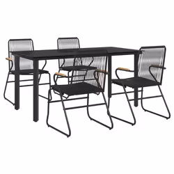 Set da Pranzo da Giardino 5 pz Nero in Rattan PVCcod mxl 124314 - Vista aggiuntiva 3