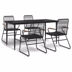 Set da Pranzo da Giardino 5 pz Nero in Rattan PVCcod mxl 78456 - Vista aggiuntiva 2
