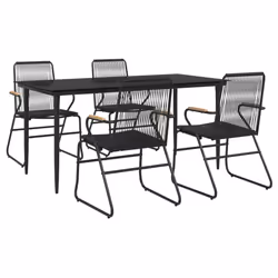 Set da Pranzo da Giardino 5 pz Nero in Rattan PVCcod mxl 78456 - Vista aggiuntiva 3