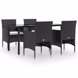 vidaXL Set da Pranzo da Giardino 5 pz con Cuscini Nero - Vista aggiuntiva 2