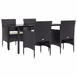 vidaXL Set da Pranzo da Giardino 5 pz con Cuscini Nero - Vista aggiuntiva 3