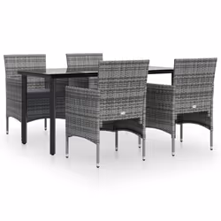 vidaXL Set da Pranzo da Giardino 5 pz con Cuscini Grigio e Nero - Vista aggiuntiva 2