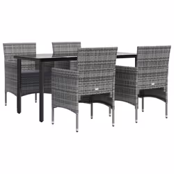 vidaXL Set da Pranzo da Giardino 5 pz con Cuscini Grigio e Nero - Vista aggiuntiva 3