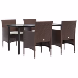 vidaXL Set da Pranzo da Giardino 5 pz con Cuscini Marrone e Nero - Vista aggiuntiva 3