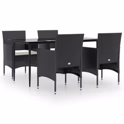 vidaXL Set da Pranzo da Giardino 5 pz con Cuscini Nero - Vista aggiuntiva 2
